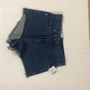 BDG Dark blue super high rise cheeky jean shorts
